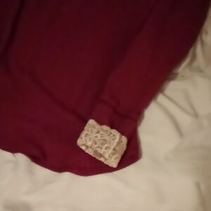 Burgundy Sweater with Lace Cuffs